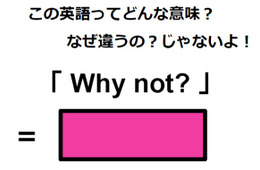 この英語ってどんな意味？「Why not?」