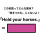 この英語ってどんな意味？「Hold your horses.」