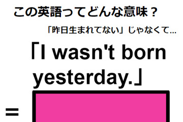 この英語ってどんな意味？「I wasn’t born yesterday.」 画像