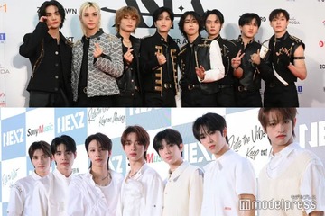 Stray Kids＆NEXZの集合ショット、ハンがヒュイに肩組みでファン歓喜「成功したオタク」「顔似てる」の声 画像