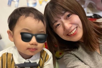 尾崎里紗アナ、愛息子の2歳バースデーをアンパンマンの手作りケーキでお祝い「母ちゃんは全力サポートだ！！」 画像