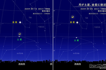 月と土星・金星が接近…2025年2月上旬 画像