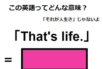 この英語ってどんな意味？「That’s life.」 画像