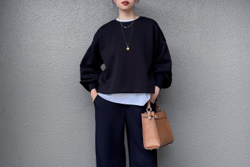 着心地ときちんと感を両立。【GU】きれい見えスウェットパンツが良い！【40代の毎日コーデ】 画像