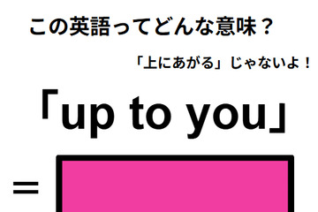 この英語ってどんな意味？「up to you」 画像
