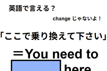 英語で「ここで乗り換えて下さい」は何て言う？ 画像