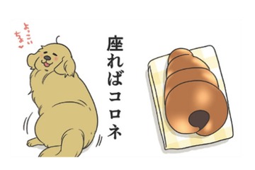 愛犬を見てるとお腹が空くのはなぜ?! 立てば食パン、座るとチョココロネ、寝てる姿は…【おさんぽですし！　おしゃべり犬とイライラ猫の日記 #７】 画像