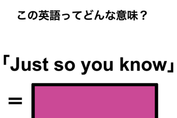 この英語ってどんな意味？「Just so you know」 画像