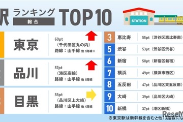 共働き子育て世帯が住みたい駅ランキング2026関東版…1位は東京駅 画像