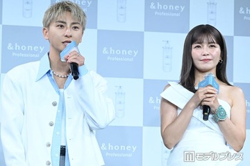 AAA與真司郎・宇野実彩子、同時に新ヘア初公開 與は「6～7年ぶり」ブロンドに・宇野は美スタイル際立つドレス姿 画像
