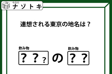 クイズです！「連想される東京の地名は？」空欄にはそれぞれ飲み物が入ります【難易度LV.３・中辛】 画像