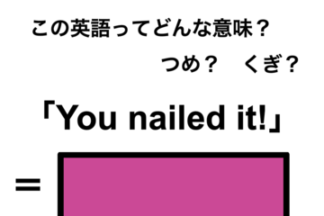 この英語ってどんな意味？「You nailed it!」 画像