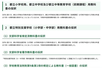 東京都、2027年度使用教科書を採択…小・中学校は前年度と同一 画像