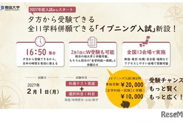 【大学受験2027】獨協大、イブニング試験導入…全国13会場で夕方から試験開始 画像