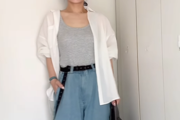 サラッと穿けて涼しい！【GU】ライトデニムバレルレッグ×白シャツの大人爽やかコーデ【40代の毎日コーデ】 画像
