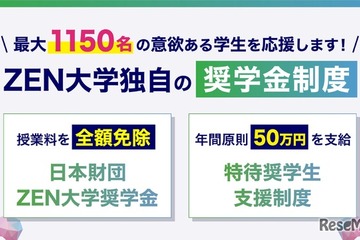 【大学受験2027】ZEN大学、奨学金を最大1,150人に支給 画像