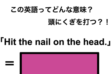 この英語ってどんな意味？「Hit the nail on the head.」 画像