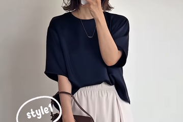ネイビー×ベージュの上品配色をユニクロとGUの人気アイテムで。質感とシルエットが今風なシックスタイル【40代の毎日コーデ】 画像