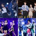 （左上から時計回りに）ATEEZ、MC、TEMPEST、OH MY GIRL「SBS INKIGAYO LIVE in TOKYO」（C）SBS