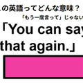 この英語ってどんな意味？「You can say that again.」