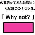 この英語ってどんな意味？「Why not?」 画像