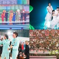 「第76回NHK紅白歌合戦」（上段）「あんぱん」SPステージ、Perfume（下段）Mrs. GREEN APPLE、AKB48（C）NHK