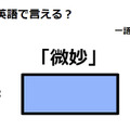 英語で「微妙」は何て言う？