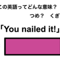 この英語ってどんな意味？「You nailed it!」 画像