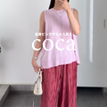 全身ピンクで大人見え。ウェーブプリーツパンツは着心地とキレイ見えを叶える大人に映える一枚【40代の毎日コーデ】 画像